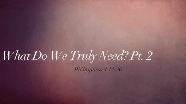 What Do We Truly Need? Pt. 2
